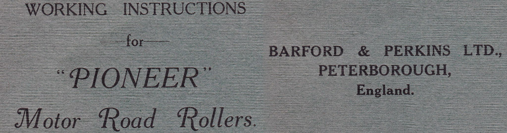 B&P Motor Roller Operating Instructions 1926